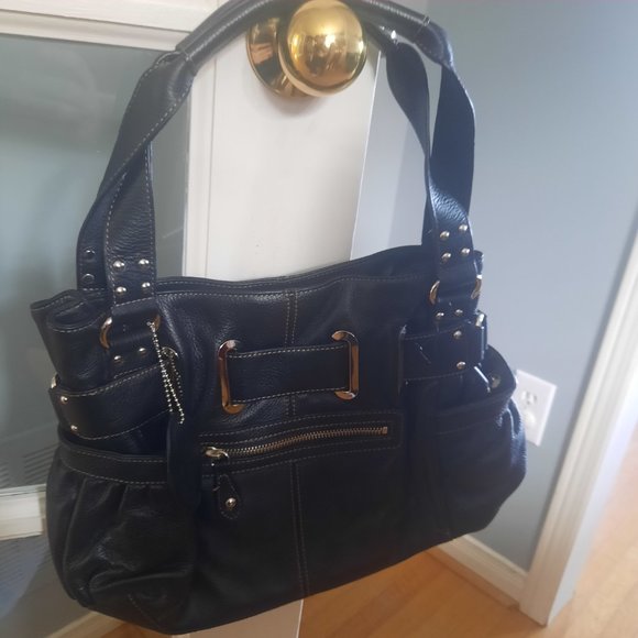 WILSON LEATHER Pelle Studio Black Leather Shoulder bag - Picture 2 of 7